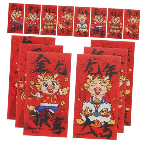 FUNOMOCYA 24 Stück Chinesische Rote Geldumschläge für Neujahrsfest Traditionelle Hongbao mit Glücksdesign für Lunar Year für und Geldgeschenke von FUNOMOCYA