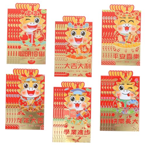FUNOMOCYA 24 Stück Chinesische Rote Umschläge für Neujahr Geldumschläge im Traditionellen Stil mit Glücksmotiven für und Festlichkeiten Dragon Year Design Großes von FUNOMOCYA