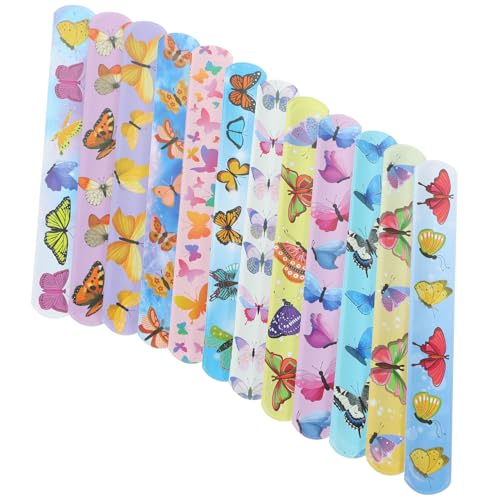 FUNOMOCYA 24 Stück Teiliges Schmetterling Schnapparmband Bunte Slap Armbänder mit Abgerundeten Kanten Hautfreundlich Langlebig als Party Mitgebsel für Geburtstage und Festivals von FUNOMOCYA