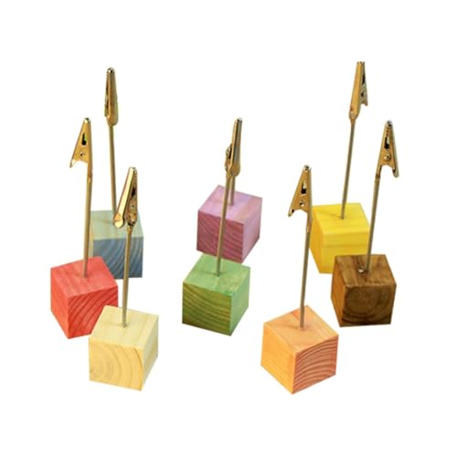 FUNOMOCYA 24Stücke Holz Memo Clip Halter im Bunten Design Stabiler Tisch Foto Halter aus Kiefernholz für Notizen und Karten im Büro und Zuhause von FUNOMOCYA