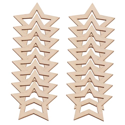 FUNOMOCYA 25 Stück Teiliges Holzsterne zum Basteln Hohle Kleine Holzscheiben Naturbelassene Glatte Oberfläche Unbehandelte Holzsterne für DIY Weihnachts Hochzeitsdekoration von FUNOMOCYA