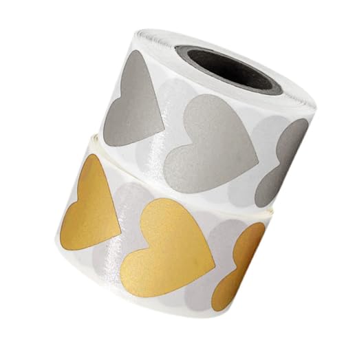 FUNOMOCYA 2Rollen Rubbeletiketten Roségold Selbstklebende Herzsticker für Valentinsdekorationen pro DIY Rubbelkarten Hochzeiten von FUNOMOCYA