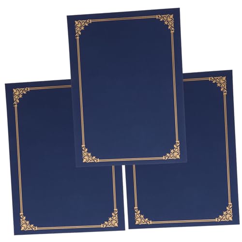 FUNOMOCYA 3 Sätze Zertifikatenschutzhüllen aus Papier Langlebige Dokumentenmappe mit Glatten Kanten Leichte Urkundenabdeckung in Dunkelblau mit Weißem Einlegepapier Praktischer Papierhalter von FUNOMOCYA