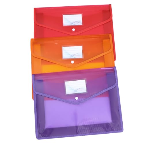 FUNOMOCYA 3 Stück Dokumententaschen Druckknopfverschluss für Schule Büro und Reisen Transparente Aufbewahrung für Unterlagen Visitenkarten und Kosmetik von FUNOMOCYA