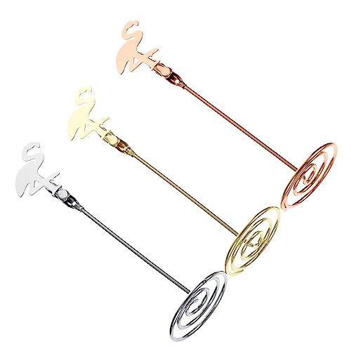 FUNOMOCYA 3 Stück Flamingo Kartenhalter Gold Silber Roségold Tischkarten Halter für Hochzeiten Partys Fotos und Menüs Kreative Deko für Veranstaltungen von FUNOMOCYA