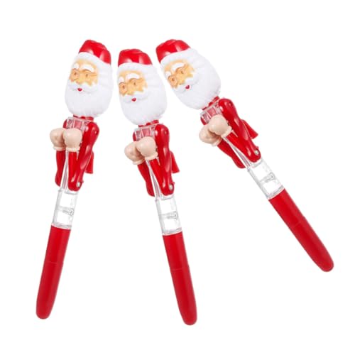 FUNOMOCYA 3 Stück LED Weihnachtskugelschreiber mit Leuchtendem Weihnachtsmann Einziehbarer Kugelschreiber Interaktiver Fidget-stift für Büro Kreative Weihnachts-stationery für Partygeschenke von FUNOMOCYA