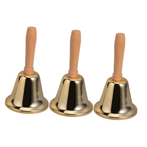 FUNOMOCYA 3 Stück Lauter Handglocke mit Holzgriff für Klassenzimmer Veranstaltungen Tischglocke Klare Laute Klangqualität für Restaurants und Hotels von FUNOMOCYA