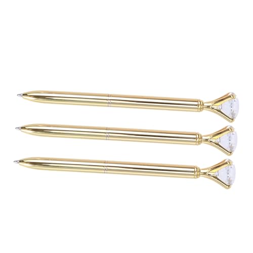 FUNOMOCYA 3 Stück Teiliges Kugelschreiber Goldfarbener Metall Kugelschreiber mit Großem Diamant Feine Spitze Glatt Schreibend Verschleißfest für Büro und Schule FUNOMOCYA 3 Stück Teiliges Kugelschreiber Goldfarbener Metall Kugelschreiber mit Großem Diamant Feine Spitze Glatt Schreibend Verschleißfest für Büro und Schule von FUNOMOCYA