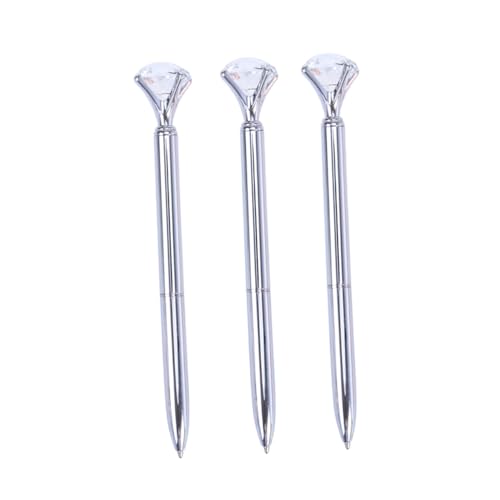 FUNOMOCYA 3 Stück Teiliges Kugelschreiber mit Großem Diamant Metallischer Silberner Kugelschreiber Fein Schreibend Verschleißfest für Büro Schule und FUNOMOCYA 3 Stück Teiliges Kugelschreiber mit Großem Diamant Metallischer Silberner Kugelschreiber Fein Schreibend Verschleißfest für Büro Schule und von FUNOMOCYA