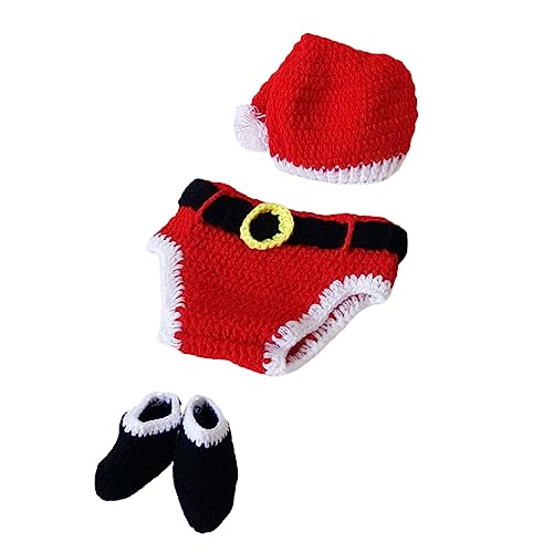FUNOMOCYA 3 Stück Teiliges Neugeborenen Fotografie aus Handgestrickter Acrylwolle mit Weihnachtsmütze Passendes Hundert Tage Outfit für Junge Mädchen Festliches Fotoshooting Kostüm FUNOMOCYA 3 Stück Teiliges Neugeborenen Fotografie aus Handgestrickter Acrylwolle mit Weihnachtsmütze Passendes Hundert Tage Outfit für Junge Mädchen Festliches Fotoshooting Kostüm von FUNOMOCYA