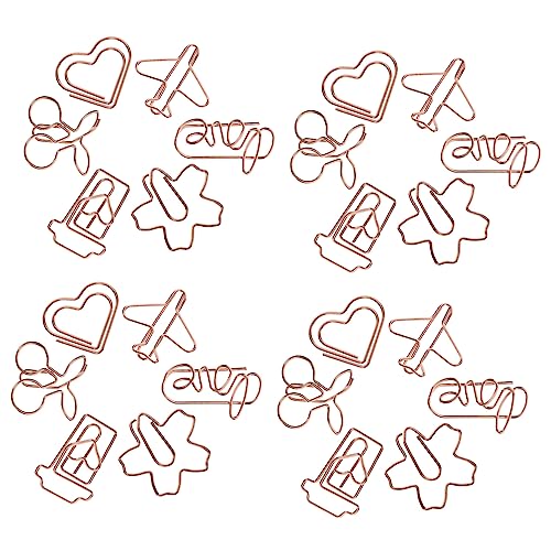 FUNOMOCYA 30 Stück Papierclips Dekorative Büroklammern Rosen Gold für Dokumente Kleine Büroklammern Vielseitig Einsetzbar für Zuhause und Büro von FUNOMOCYA