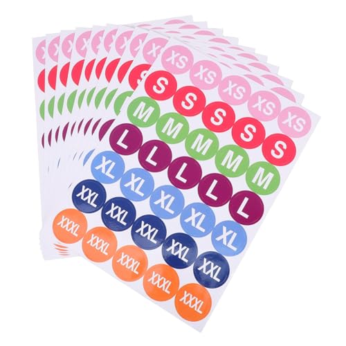 FUNOMOCYA 350 Stück Kleidergrößen Aufkleber Selbstklebende Farbige Etiketten für T Shirts und Oberbekleidung von Xs bis Xxxl Einfaches Anbringen für Professionelle Präsentation von FUNOMOCYA