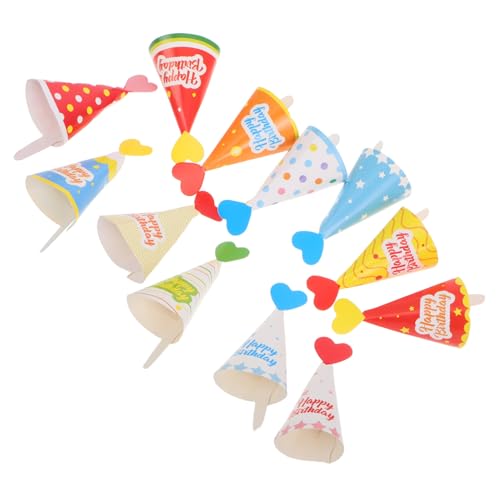 FUNOMOCYA 36 Stück Teiliges Mini Kuchenhut Cartoon Stil Bunte Cone Cups Vielseitige Cupcake Picks für Kindergeburtstag Trendige Tortendeko für Süße Geburtstagsfeiern von FUNOMOCYA