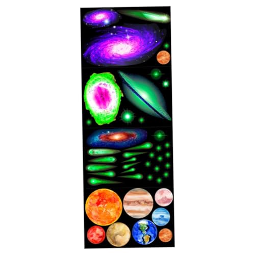 FUNOMOCYA 4 Blätter Teiliges Leuchtsticker Wandtattoo mit Planetenmotiv Selbstklebend Fluoreszierend und Langlebig für Kinderzimmer Babyzimmer Wohnzimmer und Kreative Raumdekoration von FUNOMOCYA