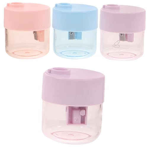 FUNOMOCYA 4 STÜCKE Teiliges Manuelle Bleistiftspitzer für Transparenter Single Hole Anspitzer Tragbar und Handlich für Schule Büro Künstler Geschenkoption Zufällige Farbe Zufällige Farbe von FUNOMOCYA