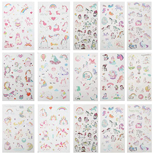 FUNOMOCYA 4 Sätze Washi Sticker Set mit Einhorn Motiven Teile für Scrapbooking Tagebuch und DIY Dekoration Hochviskose Leicht Ablösbar für Verschiedene Oberflächen Geeignet von FUNOMOCYA