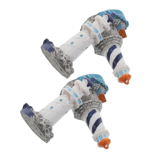 FUNOMOCYA 4 Stück Leuchtturm -Mikrolandschaft Miniatur-Leuchtturmfiguren Mini-Leuchtturm-Ornamente Tischdekoration aus Moos Ocean Lighthouse Ornament nautische Leuchtturmdekoration Harz von FUNOMOCYA