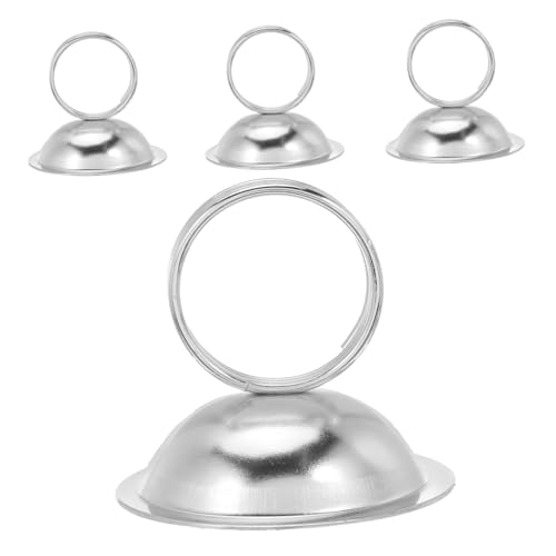 FUNOMOCYA 4 Stück Metall Tischkartenhalter Rund mit Stabilem Sockel Vielseitiger Memo Fotokartenhalter für Schreibtisch Eleganter Notizclip für Büro Restaurant und Veranstaltungen von FUNOMOCYA