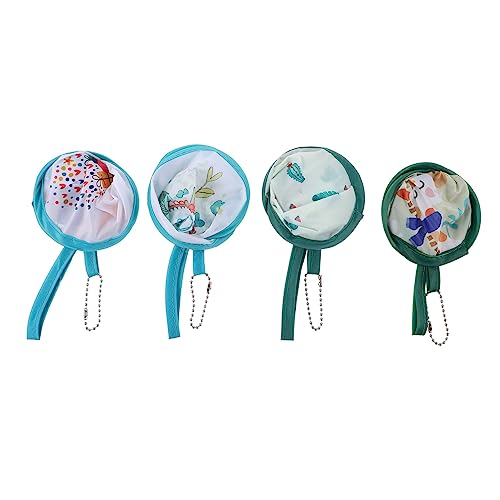 FUNOMOCYA 4 Stück Teiliges Faltbarer Runder Mini Handfächer mit Cartoon Motiven Leicht Dekorativ und Handlich als Tanz Party Fan Accessoire und Dekoration von FUNOMOCYA