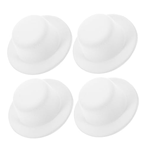 FUNOMOCYA 4 Stück Teiliges Handgefertigte Weiße Puppenhüte mit Flacher Oberseite Stoff Dekoration für Schneemann und Clown Puppen Formale Hut Accessoires für DIY Bastelprojekte von FUNOMOCYA