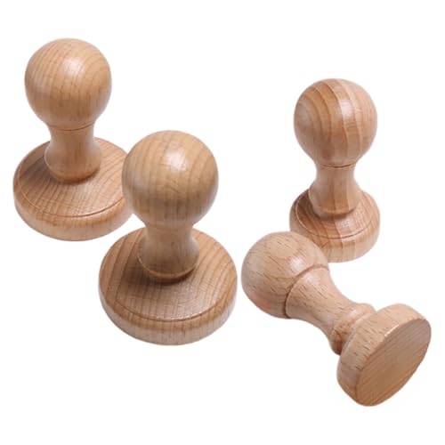 FUNOMOCYA 4 Stück Teiliges Holzstempelgriffe aus Langlebigem Holz Ergonomischer Griff für DIY Bastelprojekte Vielseitige Stempelhalter Kompatibel mit Verschiedenen Stempeln für Unterricht von FUNOMOCYA