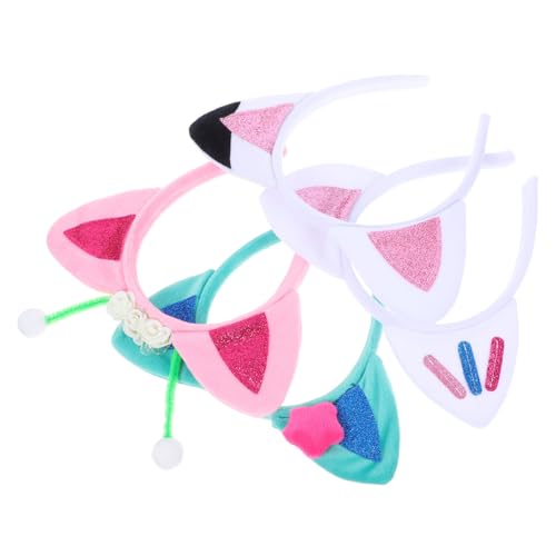 FUNOMOCYA 4 Stück Teiliges Katzenohren Haarreif Cosplay Kostüm Party Stirnband mit Verschiedenen Farben Leicht und Bequem Geeignet für Karneval Halloween Make up und Alltag von FUNOMOCYA