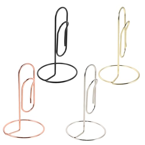 FUNOMOCYA 4 Stück Teiliges Metall-visitenkartenhalter in Roségold und Schwarz Stabiler Büroklammer-stil Memo-clip für Schreibtisch Zuverlässiger Kartenhalter für Notizen Fotos und von FUNOMOCYA