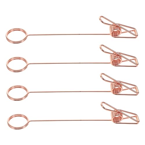 FUNOMOCYA 4 Stück Teiliges Metallklammern mit Doppelköpfen Kleine Vielseitige Zettelhalter Langlebige Drahtförmige Fotoklammern für Büro Diy Bildhalter Platzsparende Tischkartenhalter von FUNOMOCYA