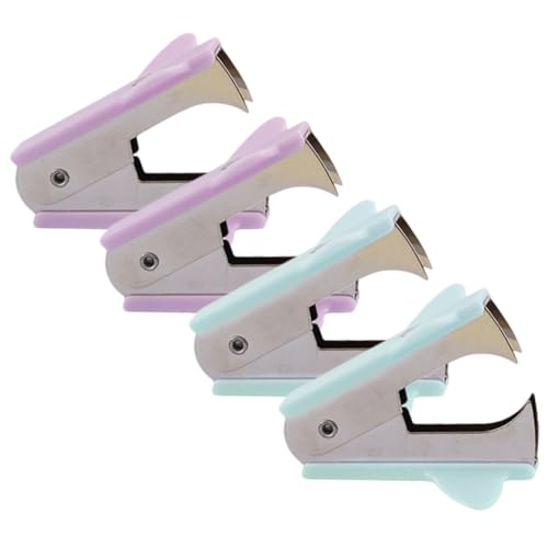 FUNOMOCYA 4 Stück Teiliges Mini Leicht und Handlich aus Aluminiumlegierung und PP Tragbar für Büro und Unterwegs Kraftsparend und Vielseitig für Schnelles Entfernen von Büroklammern von FUNOMOCYA