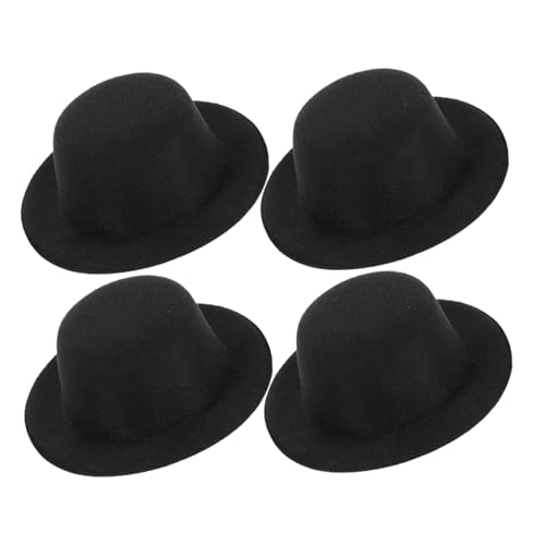 FUNOMOCYA 4 Stück Teiliges Mini Puppenhüte DIY Bastelmaterial für Puppenhaus Dekoration Schwarze Schneemann Hüte Handgefertigter Puppen Hut Schmuck Geeignet für Bastelprojekte von FUNOMOCYA