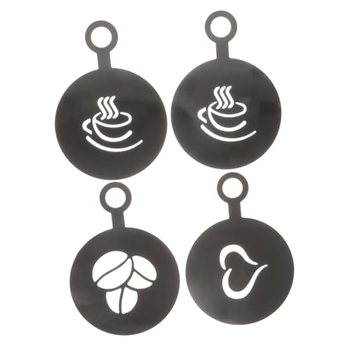 FUNOMOCYA 4 Stück Wiederverwendbare Kaffeeschablonen Teiliges für Latte Art DIY Cappuccino Schablonen Flexibles Kaffeezubehör zur Dekoration von Desserts und Getränken von FUNOMOCYA