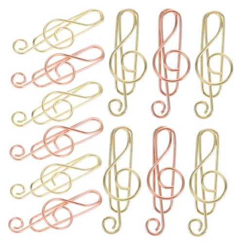FUNOMOCYA 40 Stück Musikalische Noten Büroklammern Metall Papierclips in Gold Roségold für Büro Schule und Persönliche Nutzung Kreative Bürobedarf mit Einzigartigem Design von FUNOMOCYA
