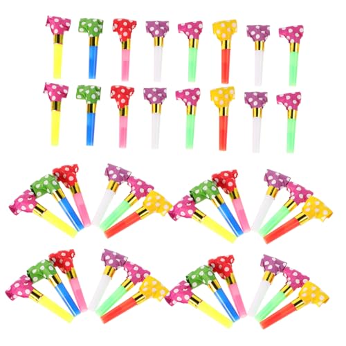 FUNOMOCYA 40 Stück Teiliges Bunte Partytröten für Kindersichere Geburtstagslärmblasen mit Fransigem Design Farbenfrohe Partyhörner für Festliche Anlässe Einfach zu Bedienen und Sicher von FUNOMOCYA