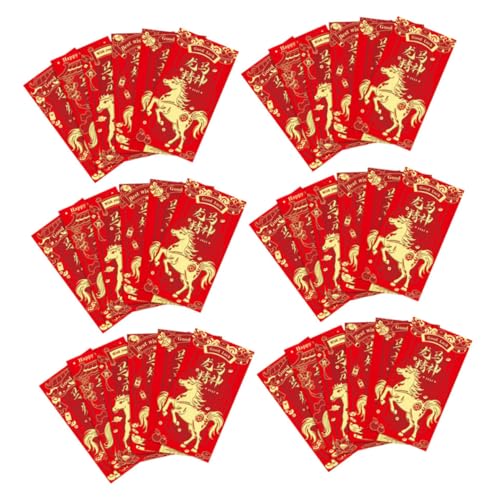 FUNOMOCYA 48 Stück Teiliges Jahr Des Pferdes Rote Umschläge mit Traditionellem Feng Shui Design Große Kapazität Papierumschläge für Frühlingsfest Glücksbringer Hong Bao Geldgeschenk-tüten FUNOMOCYA 48 Stück Teiliges Jahr Des Pferdes Rote Umschläge mit Traditionellem Feng Shui Design Große Kapazität Papierumschläge für Frühlingsfest Glücksbringer Hong Bao Geldgeschenk-tüten von FUNOMOCYA