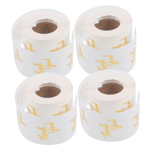 FUNOMOCYA 4Rollen Aufkleber Selbstklebende Etiketten für Umschläge und Besondere Anlässe Transparente Sticker mit Goldenen Akzenten von FUNOMOCYA