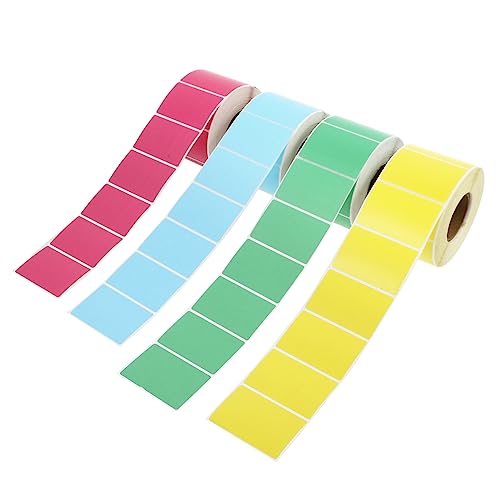 FUNOMOCYA 4Rollen Selbstklebende Preisetiketten Farbige Thermalpapieretiketten und Beschreibbare Aufkleber für Organisation und Kennzeichnung von Dokumenten von FUNOMOCYA