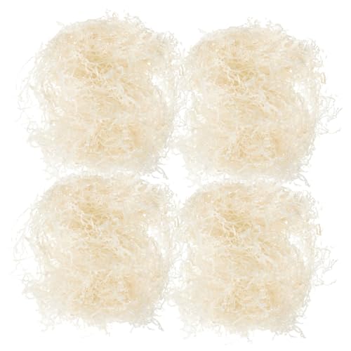 FUNOMOCYA 4Taschen Geschenkpapier Füllmaterial Raffia Stroh Füllung Für Geschenkboxen Dekoratives Füllpapier Für Hochzeiten Geburtstagsfeiern Feiertage Milchig von FUNOMOCYA