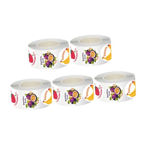 FUNOMOCYA 5 Rollen Fruchtaufkleber Selbstklebend Realistische Obstetiketten mit Lebendigen Farben Vielseitig für Gefrierfach Verpackung Scrapbooking DIY Basteln Geschenkverpackung von FUNOMOCYA