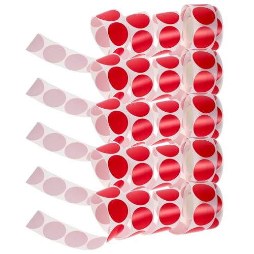 FUNOMOCYA 5 Rollen Runde Aufkleber Klebepunkte für Beschriften Blanko Kreisetiketten mit Starker Haftung Praktische Rollenform für Verpackung Inventar Büro und DIY kennzeichnung von FUNOMOCYA