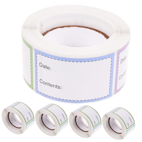 FUNOMOCYA 5 Rollen Selbstklebende Blanko Zeitangaben Etiketten für Lebensmittel Ablösbar Stark Haftend Vielseitig Einsetzbar für Büro Gefriergut und Vorratsbehälter Einfache Anwendung von FUNOMOCYA