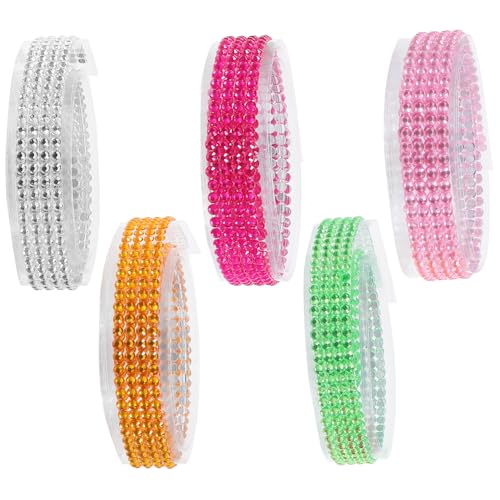 FUNOMOCYA 5 Rollen Selbstklebende Strassbander für Diy Dekoration Rhinestone Klebebänder für Bastelprojekte und Kreative Gestaltungen von FUNOMOCYA