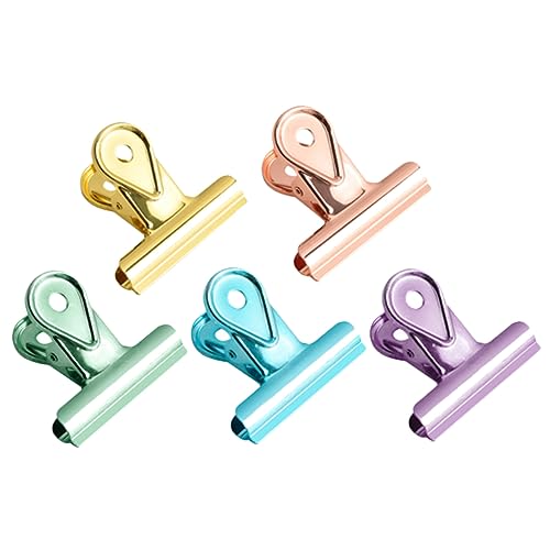 FUNOMOCYA 5 Stück Bunte Metallbinderclips Robuste Büroklammern für Schule Büro und Zuhause Dekorative Klammern für Dokumente Notizen und Bastelarbeiten Vielseitig Einsetzbar von FUNOMOCYA