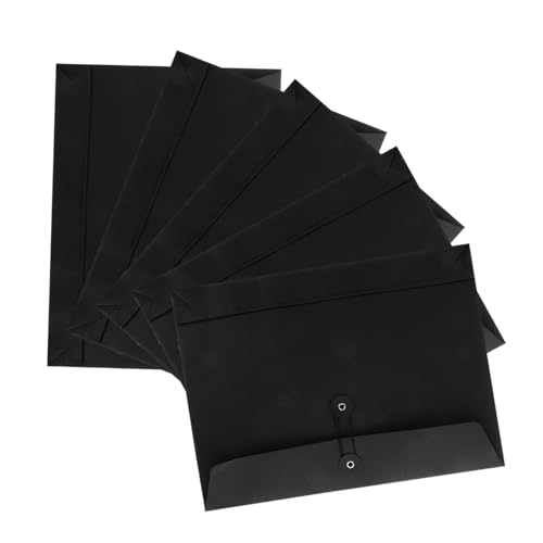 FUNOMOCYA 5 Stück Kraftpapier Umschläge Schwarz mit Schnurverschluss Große Kapazität Dokumententaschen Robuster Datei Organizer für Büro Meetings und Geschäftsreisen von FUNOMOCYA