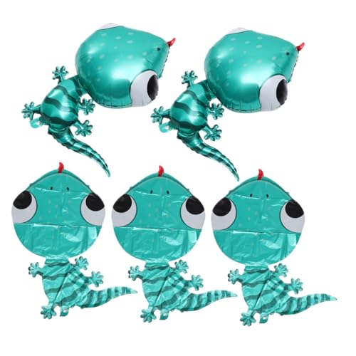 FUNOMOCYA 5 Stück Teiliges Aluminiumfolie Ballons Gecko Motiv Reißfest und Langlebig Realistische Farben für Kinderparty Raum Dekoration Kreative Dschungel party Luftballons von FUNOMOCYA