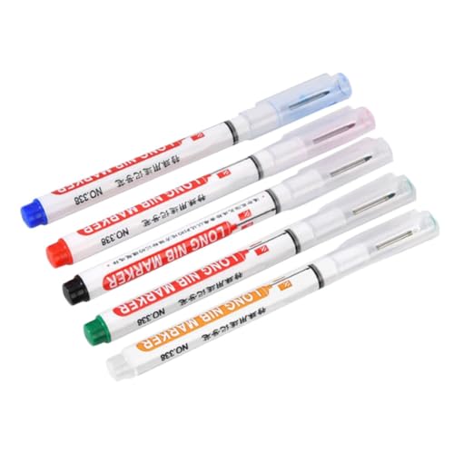 FUNOMOCYA 5 Stück Teiliges Bau Markierstifte Wasserfest Schnelltrocknend Holz Metall Marker für Tieflochmarkierung Handwerkermarker Langlebig Vielseitig für Bau und Holzarbeiten von FUNOMOCYA