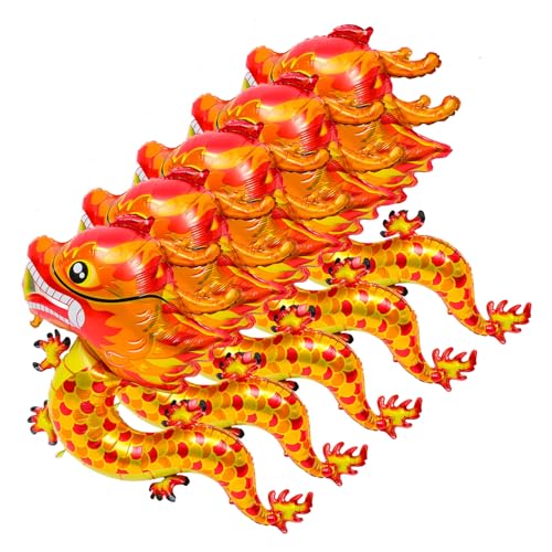 FUNOMOCYA 5 Stück Teiliges Folienballon Chinesischer Drache Rote Aluminiumfolie Große Party Deko Für Neujahrsfest Kindergeburtstag Innen Außen Geeignet von FUNOMOCYA