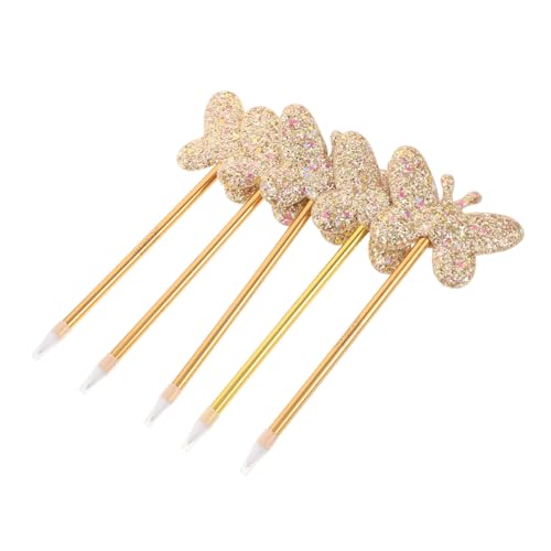 FUNOMOCYA 5 Stück Teiliges Glitter Schmetterling Kugelschreiber Retractable Ballpoint Pen mit Sanftem Tintenfluss Komfortabler Griff Party Favor für Schule Büro und Schüler Goldenes Design FUNOMOCYA 5 Stück Teiliges Glitter Schmetterling Kugelschreiber Retractable Ballpoint Pen mit Sanftem Tintenfluss Komfortabler Griff Party Favor für Schule Büro und Schüler Goldenes Design von FUNOMOCYA