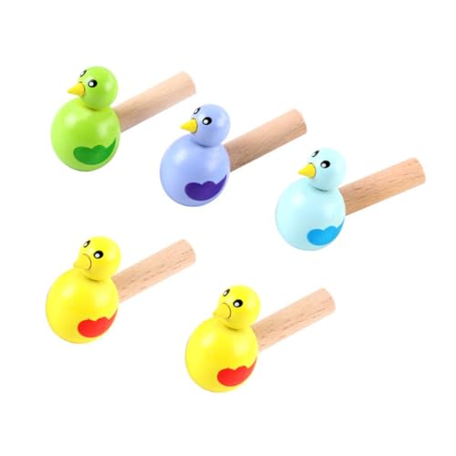 FUNOMOCYA 5 Stück Teiliges Holzpfeifen Musikspielzeug Bunte Vogelmotiv Pfeifen Kleine Trillerpfeifen für Junge Mädchen und Garten Draußen Spielendes Kinderspielzeug Zufällige Farbe von FUNOMOCYA