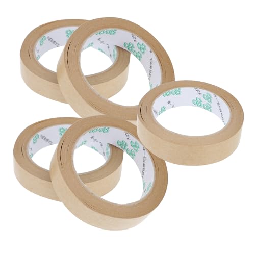 FUNOMOCYA 5 Stück Teiliges Kraftpapier klebeband Selbstklebend Stark Haftend Umweltfreundlich für Verpackung Versand und Basteln Geeignet von FUNOMOCYA
