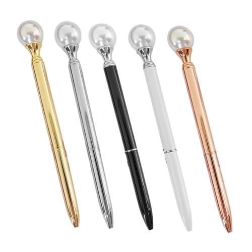 FUNOMOCYA 5 Stück Teiliges Metall Kugelschreiber mit Künstlicher Perle Ergonomisch Schlanker Ballpoint Pen für Frauen Schreibende Office und Zeichnungsstifte in Gold Silber Roségold FUNOMOCYA 5 Stück Teiliges Metall Kugelschreiber mit Künstlicher Perle Ergonomisch Schlanker Ballpoint Pen für Frauen Schreibende Office und Zeichnungsstifte in Gold Silber Roségold von FUNOMOCYA